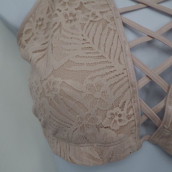 Victoria's Secret Pink Lace Bralette Women L Pink Boho Romantic Feminine Boudoir - Picture 6 of 14